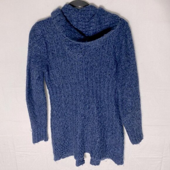 Vintage La Llama Blue Alpacaa Blend Knit Button Front Cardigan W Hood M - Picture 13 of 14